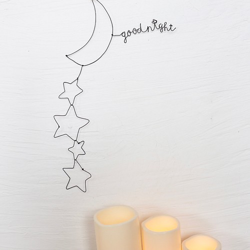 名入れ】月と星の飾り 文字変更ok ワイヤークラフト ワイヤーアート