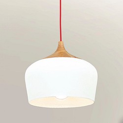 北歐風原木金屬白色吊燈-LS-8085-2 第1張的照片