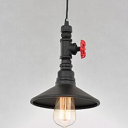 Loft工業風水管黑色吊燈-LS-7070-1 第1張的照片
