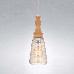 北歐風原木玻璃罩吊燈-LS-7075-2 第1張的照片
