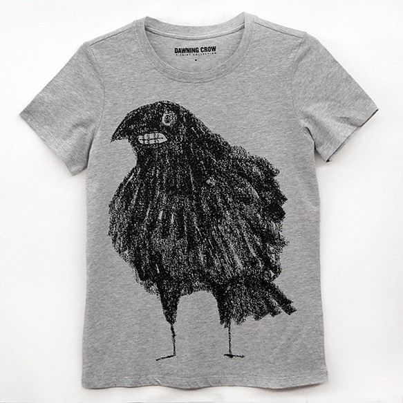 動物圖案T恤  烏鴉 （灰） 第1張的照片