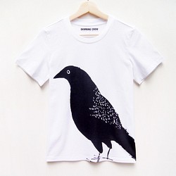 動物圖案T恤 大黑鳥 （白） 第1張的照片