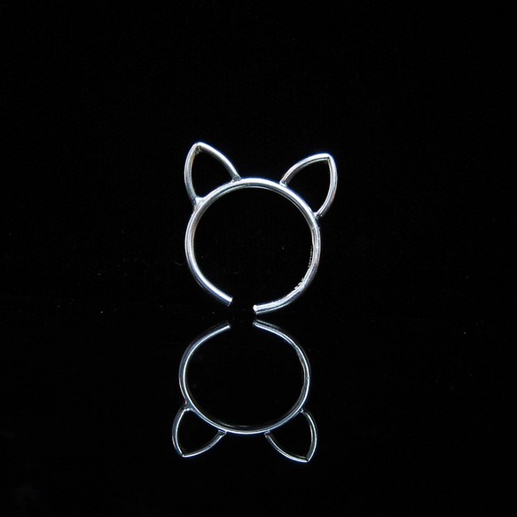 [シンプルな動物シリーズ - 猫]手作りのシルバーリング。記念リング。バレンタインリング 1枚目の画像