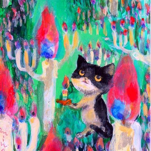 ロードムービーみたいな旅をしよう」 F10号 #絵画 #ねこ #猫 #ビートル