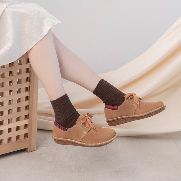日系甜美麂皮大頭鞋-可可棕 第1張的照片