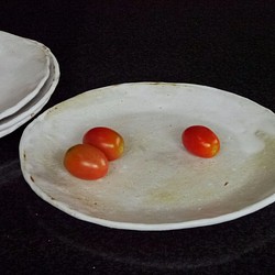 白い平丸皿（約22ｃｍ） 1枚目の画像