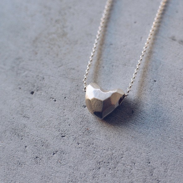 角面愛心-純銀項鍊 925 silver heart necklace 第1張的照片