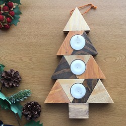 クリスマス ツリー型 木製キャンドルホルダー　3WAY(置き型／立て掛け／壁掛け) 1枚目の画像