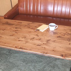 "ナチュラルカフェテーブル"　天然無垢材 鉄脚 サイズオーダー 北欧 リビング コーヒー 1枚目の画像