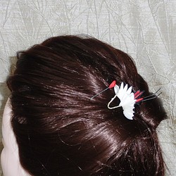 鶴のミニ簪/金首【受注製作】 1枚目の画像