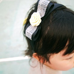 素敵な女の子淡黄色のバラの手織りヘッドバンドBH062 1枚目の画像