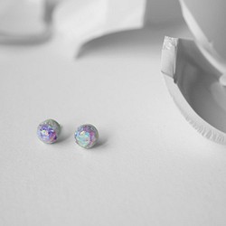 小魔女-魔法寶石系列-紫晶石 水泥不鏽鋼耳針（一對） 第1張的照片