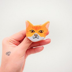 寵物毛寶貝貓咪系列/橘貓ネコ別針/胸針 第1張的照片