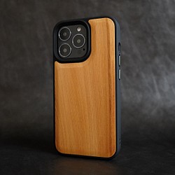 iPhoneシリーズ 台湾ヒノキ丸太 落下防止木製ケース 1枚目の画像