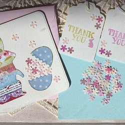 【再販ラスト】桜とうさぎのカードセット〘送料無料〙 1枚目の画像
