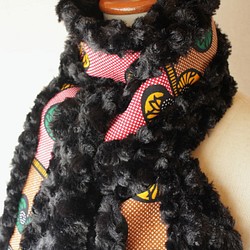 アフリカ布＆トルネードファーマフラー/African print scarf (sc7) 1枚目の画像