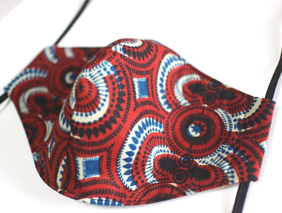 アフリカ布ハンドメイドマスク(立体型)MSK21 1枚目の画像