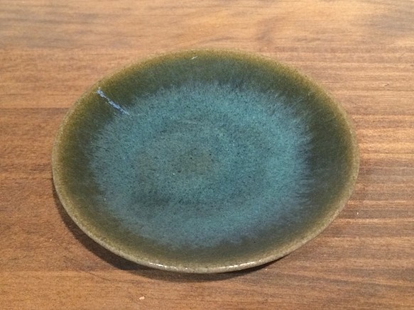赤膚焼　豆皿（織部） 1枚目の画像