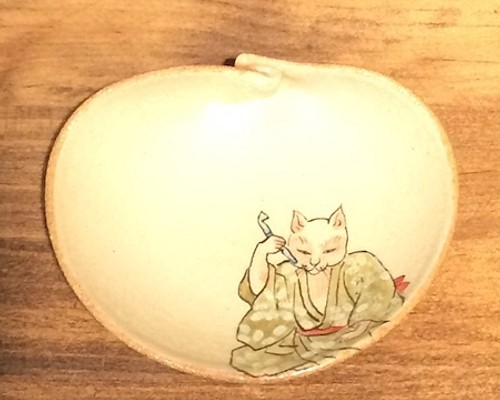 赤膚焼 国芳touch 豆皿【貝・猫親分】 薬味皿・豆皿 大塩正史 通販