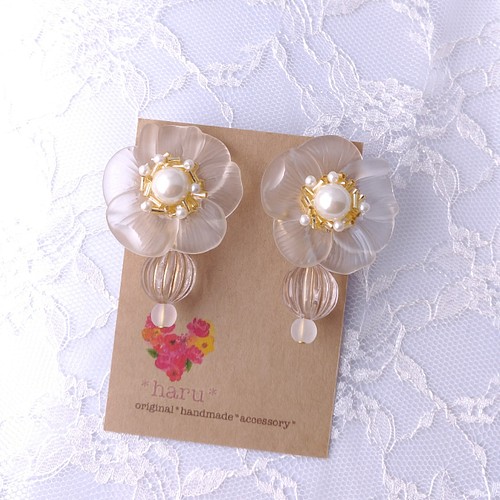 ２way♡華やかお花のピアス／イヤリング ピアス（スタッド・一粒