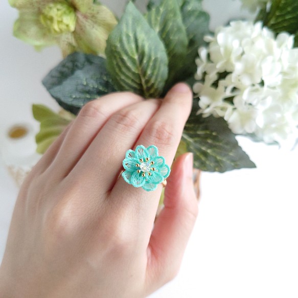 タティングレースの二重のお花の指輪 ミント #500 MNT 1枚目の画像