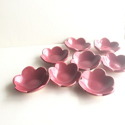 花豆皿（濃ピンク 黒斑入り）送料無料 1枚目の画像