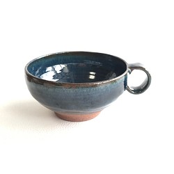 なまこ釉の青いスープカップ　還元焼き　 1枚目の画像