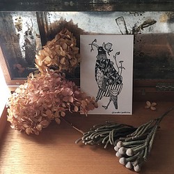 鳥と花ポストカード&封筒セット「ペラペラヨメナ」 1枚目の画像