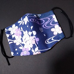 受注生産　布マスク　大人用　桜柄　紫　和柄 1枚目の画像
