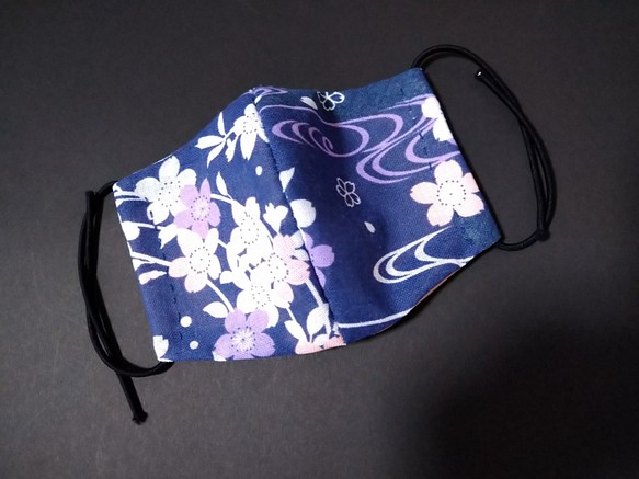 受注生産　布マスク　大人用　桜柄　紫　和柄 1枚目の画像