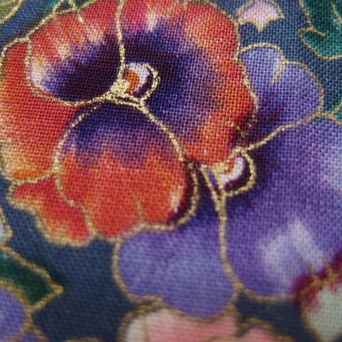 ト送料込 アンティークフランス 紫小花 スミレの花束刺繍 ブルーリボン