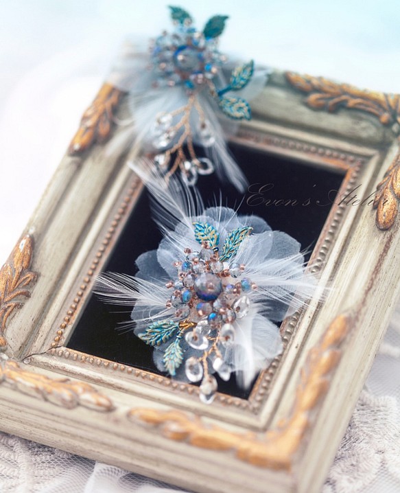 花の女神シリーズピアス-ライトブルー 1枚目の画像