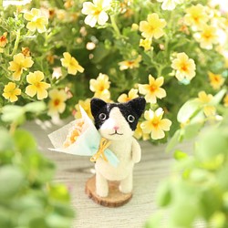 ネコちゃんのガーデンブーケ　ハチワレ 1枚目の画像