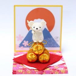 受注生産 お正月飾り 米俵 子年 ネズミ 置物 1枚目の画像