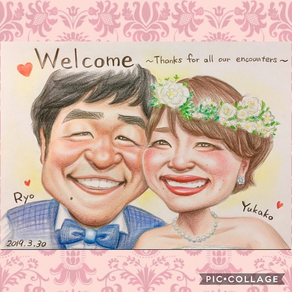 結婚式♡ウェルカムボード♡オーダーメイド似顔絵☆クオリティUP ver