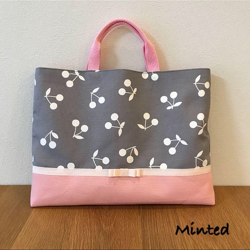 ⭐️ さくらんぼ柄 × ピンク レッスンバッグ トートバッグ Minted 通販