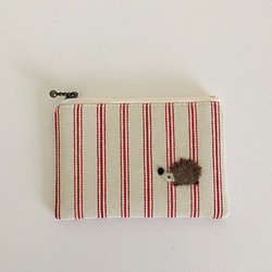 贈送袋（紅色條紋牛仔布和刺猬貼花） 第1張的照片