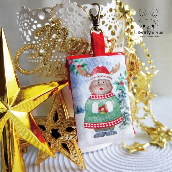 【Creema禮物季】Lovely樂芙妮＊聖誕麋鹿方型平安袋．詩籤福袋．小飾品袋＊ 第1張的照片