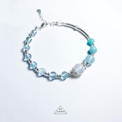清澈的海水藍-拓帕石設計款手鍊 第1張的照片