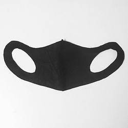 手作りマスク 2枚セット フェルト生地 カラー黒 (内側あて布ガーゼ付) 1枚目の画像
