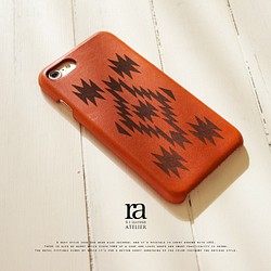 【送料無料】iPhone7ケース 栃木レザー ハードケース オレンジ チマヨ エスニック 本革 1枚目の画像