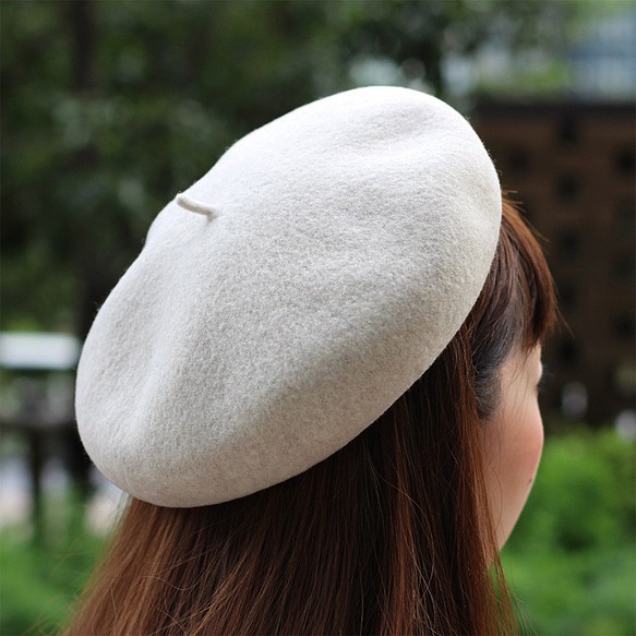 バスクベレー（ホワイト）ベレー帽 ウール 帽子[YO-BR002-WH] 1枚目の画像
