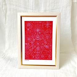 『赤の空間への感謝』額込A4サイズ　ジクレー　ヒーリングアート/癒しの空間 1枚目の画像