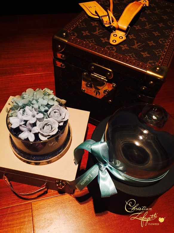 【CLF花藝】精靈花園 藍色系手做不凋花與乾燥花盒花設計 第1張的照片