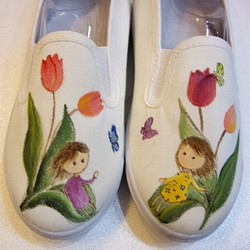 可愛手工彩繪童鞋 可客製 甜美女兒系列 第1張的照片