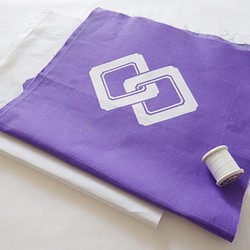 紫×白の組合菱はぎれ（２枚セット） 1枚目の画像