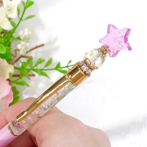 ゆめかわ 魔法少女ボールペン Magical Wish Pen ピンク 星 レジン ゆめかわいい 文房具 ステーショナリー カンパネラ フェイクスイーツ レジン 通販 Creema クリーマ ハンドメイド 手作り クラフト作品の販売サイト