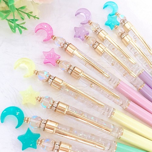 ゆめかわ 魔法少女ボールペン Magical Wish Pen グリーン 星 レジン ゆめかわいい 文房具 ステーショナリー カンパネラ フェイクスイーツ レジン 通販 Creema クリーマ ハンドメイド 手作り クラフト作品の販売サイト