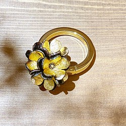 【キット】超初心者さんでも作れる プルメリア花のカラビナチャーム(花色ゴールド) 1枚目の画像