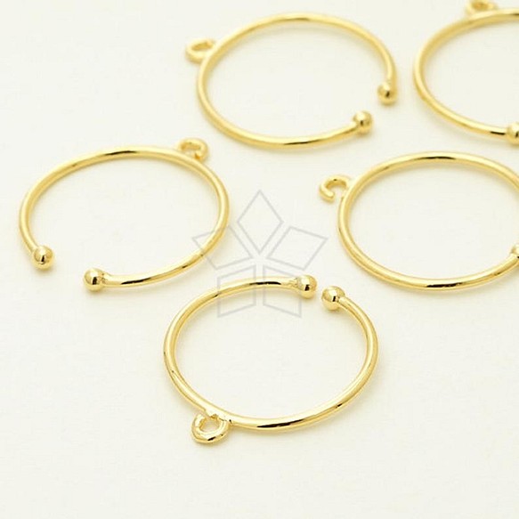 【2個入り】カン付きのフリーサイズ指輪、デザインリング、指輪作り、ゴールド/RR-033-GD 1枚目の画像